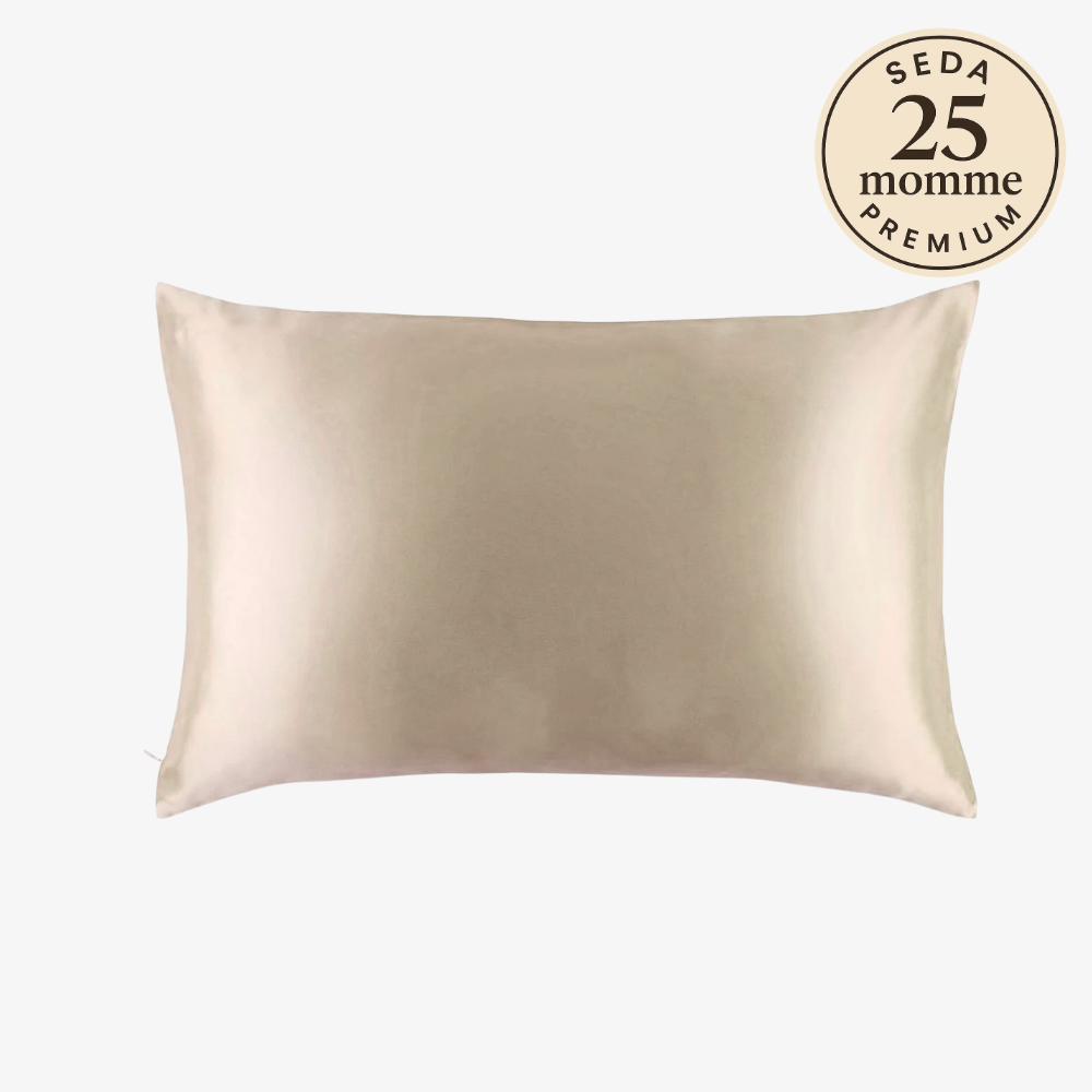 Funda de Seda Almohada Queen Beige