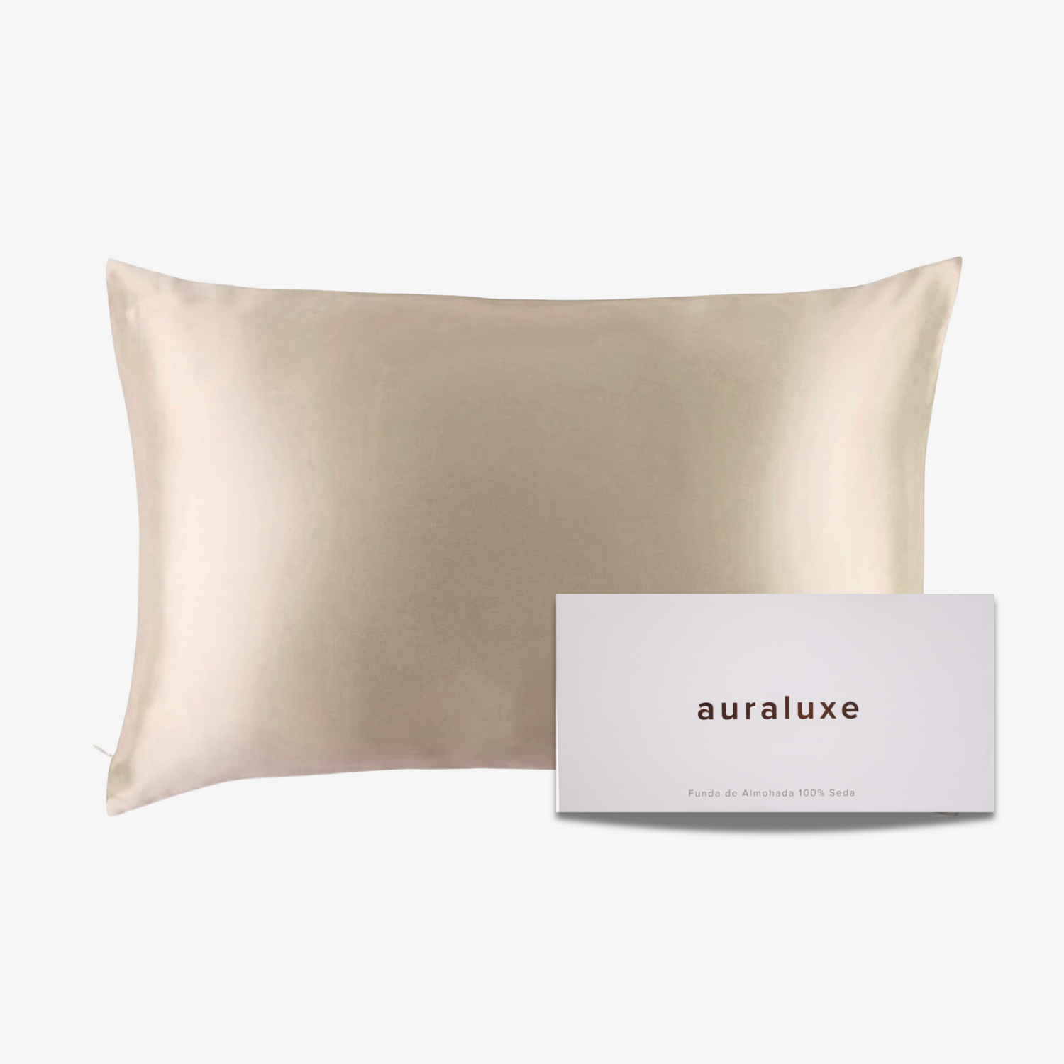 Funda de Seda Almohada Queen Beige
