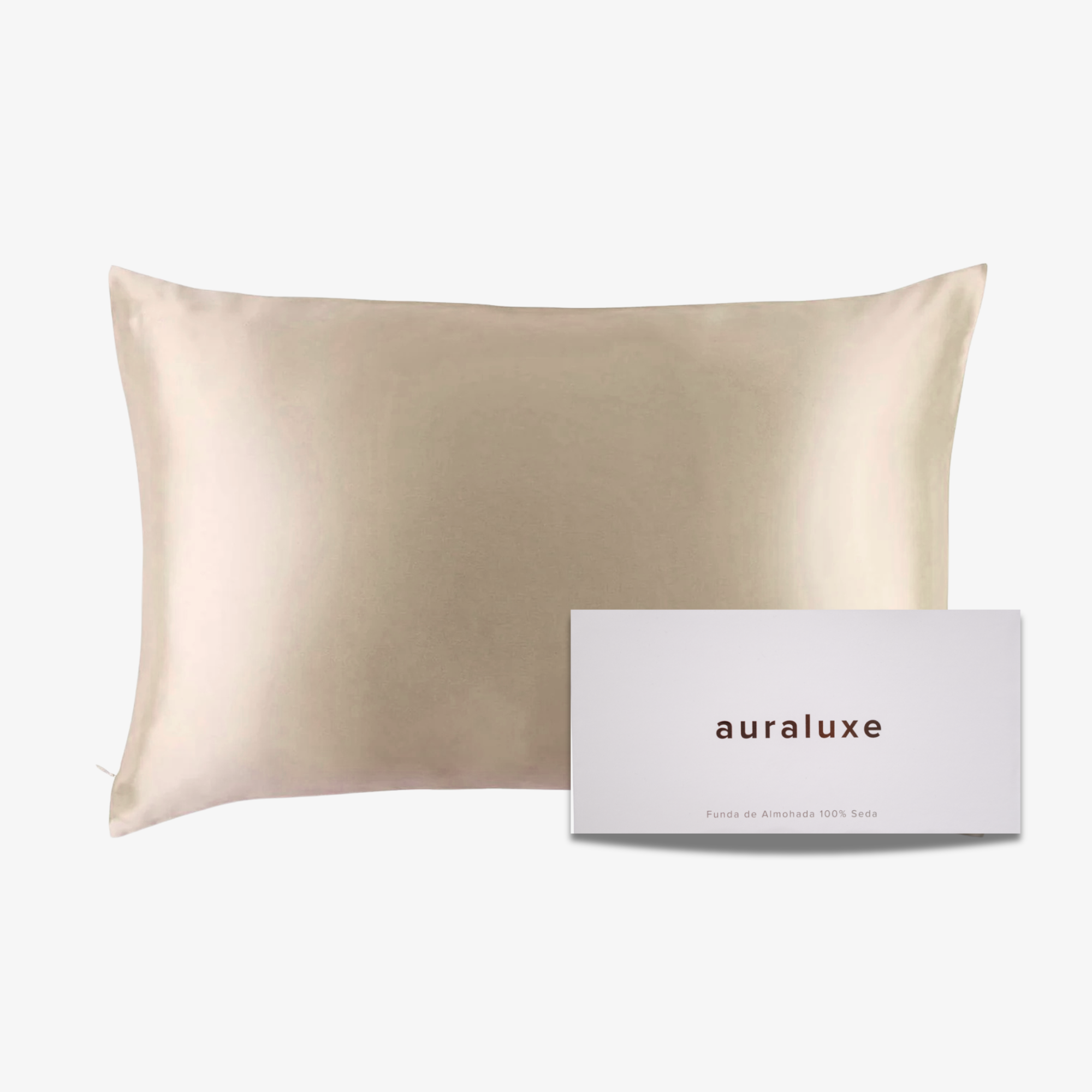 Funda de Seda Almohada Queen Beige