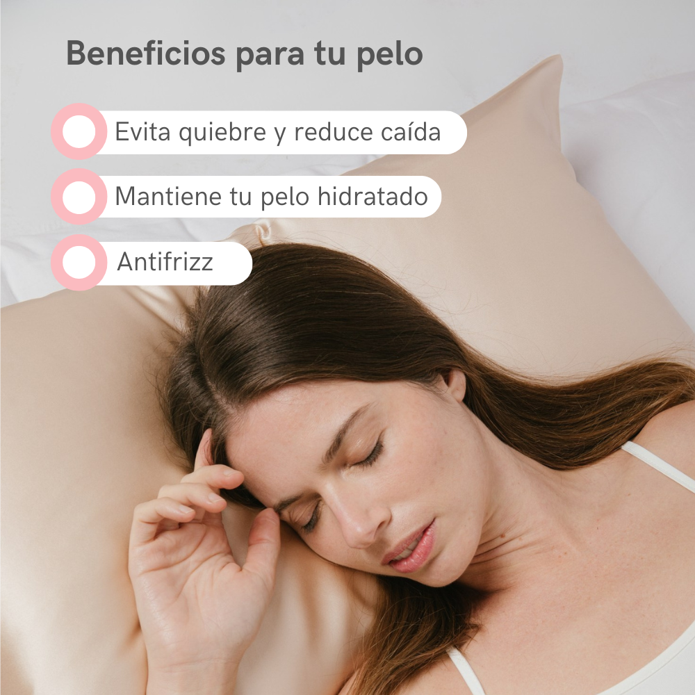 Funda de Seda Almohada Queen Beige