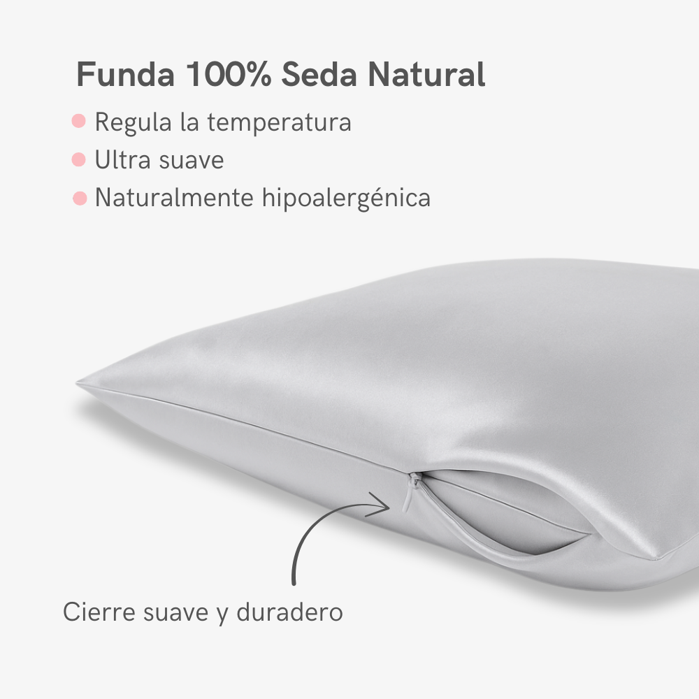 Funda de Seda Almohada King Gris