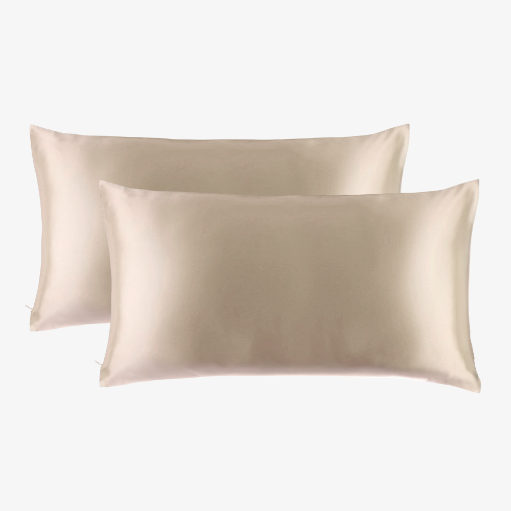 Set 2 Fundas de Seda King Beige