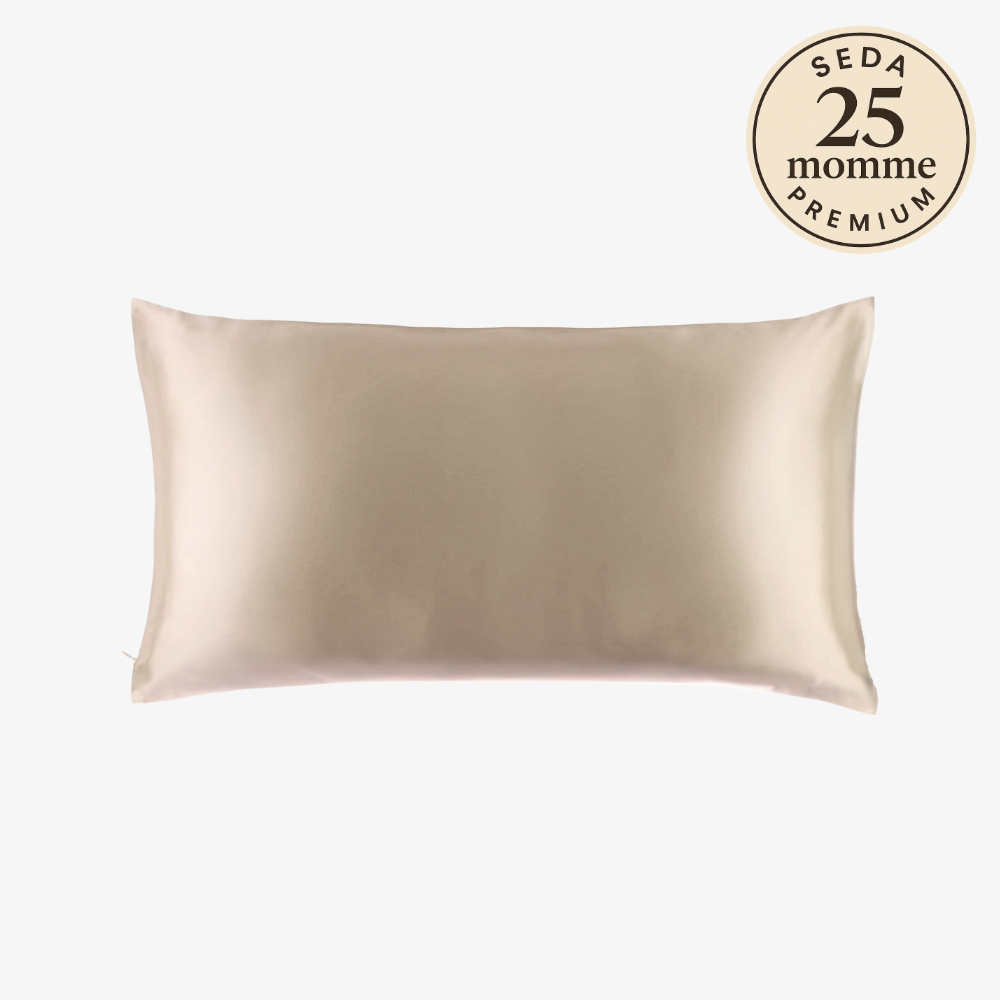 Funda de Seda Almohada King Beige