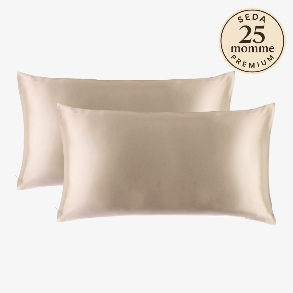 Set 2 Fundas de Seda King Beige