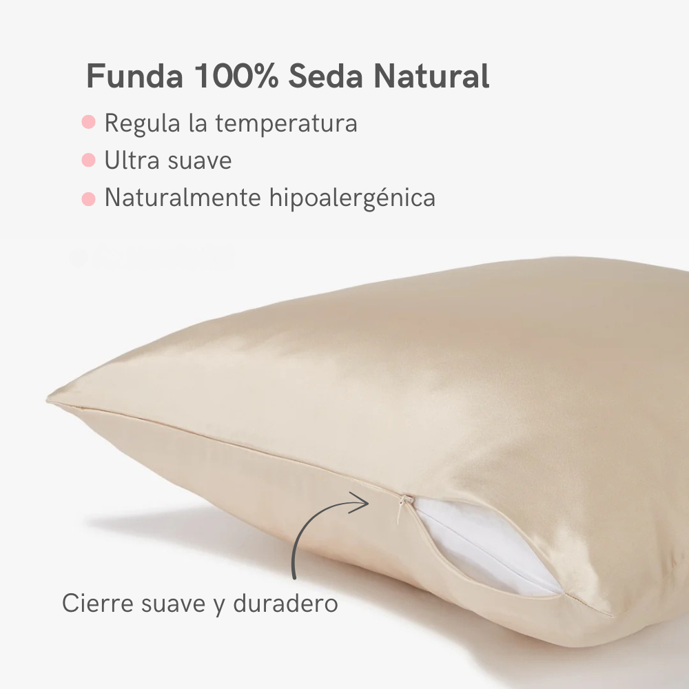 Set 2 Fundas de Seda Queen Beige