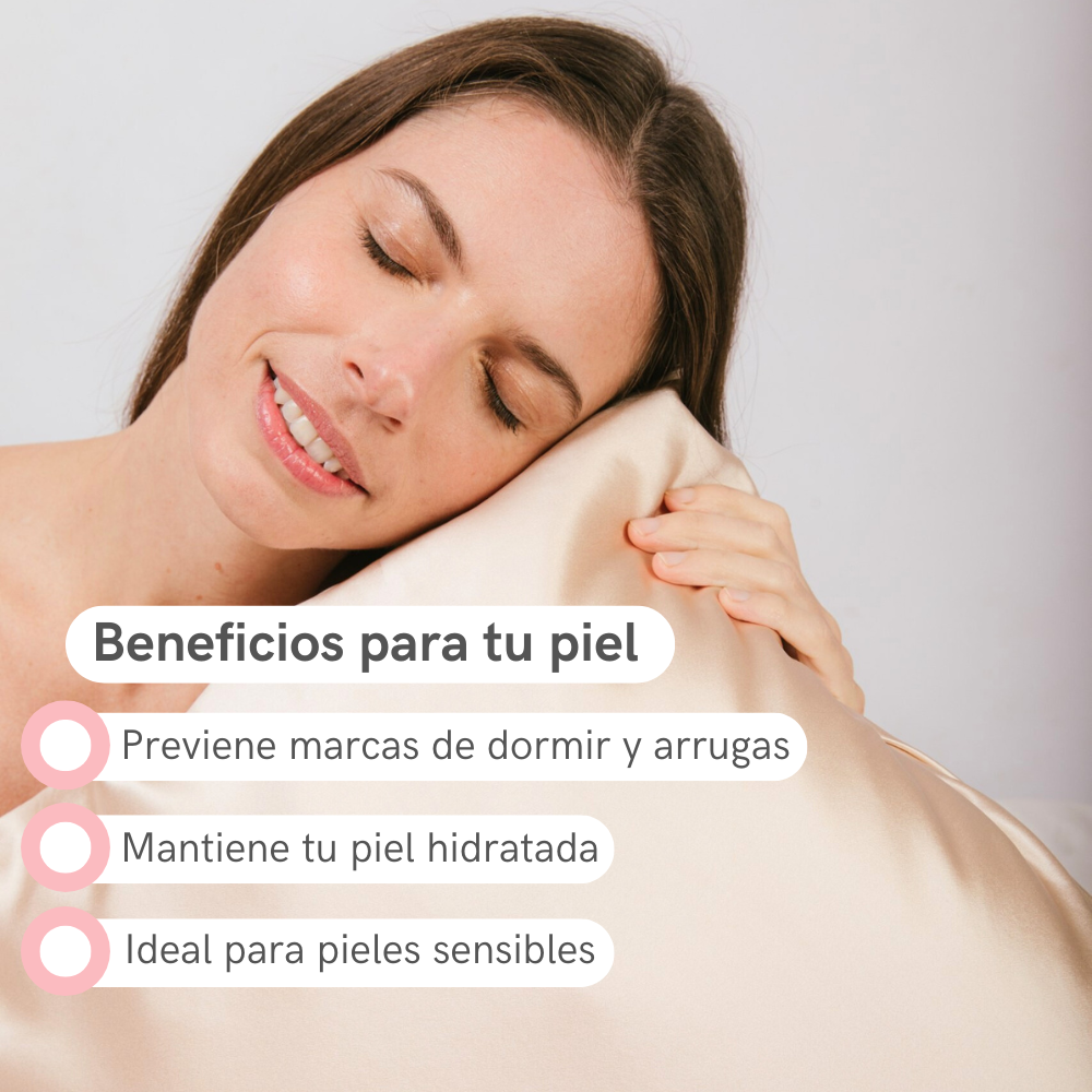 Set 2 Fundas de Seda Queen Beige