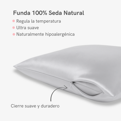 Funda de Seda Almohada King Gris