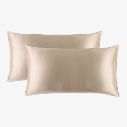 Set 2 Fundas de Seda King Beige