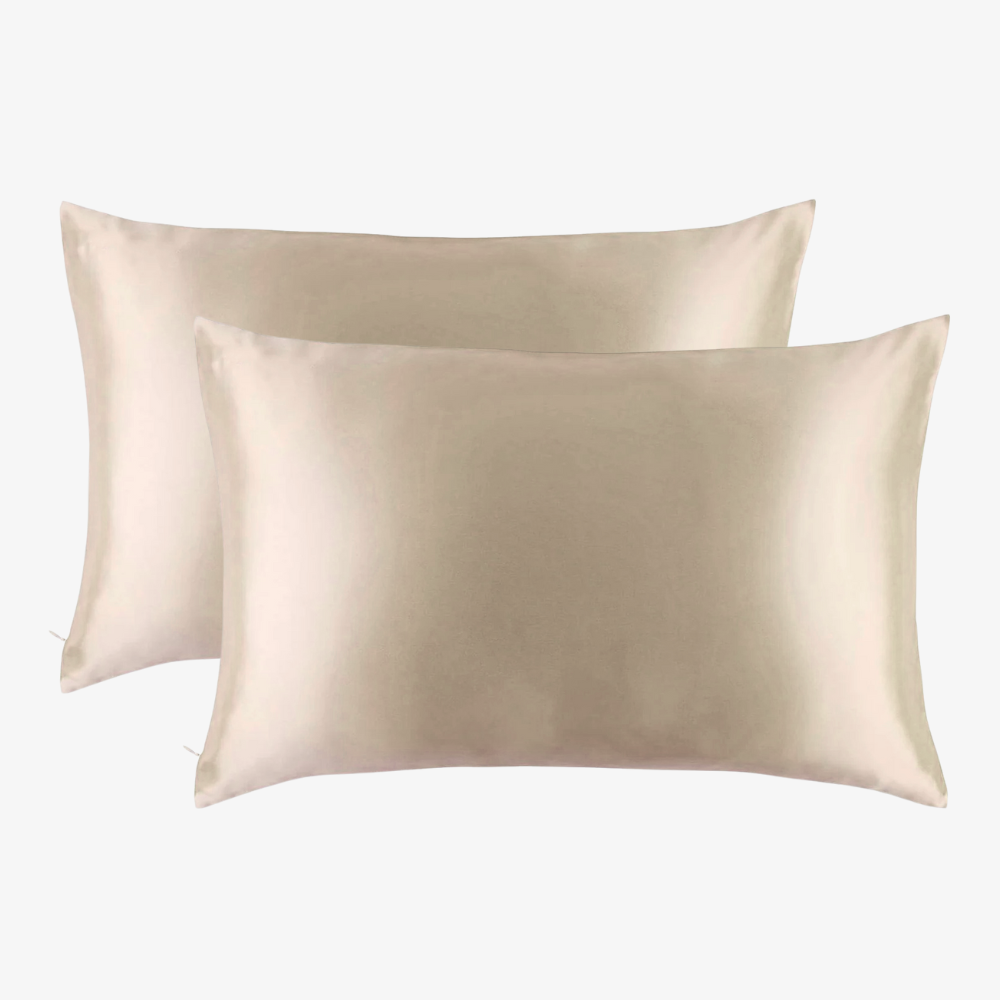 Set 2 Fundas de Seda Queen Beige
