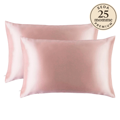 Set 2 Fundas de Seda Queen Rosa